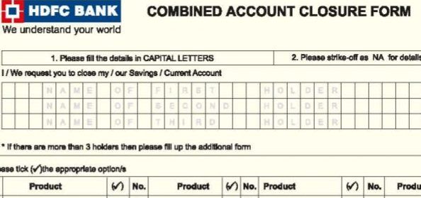 hdfc bank account closure form