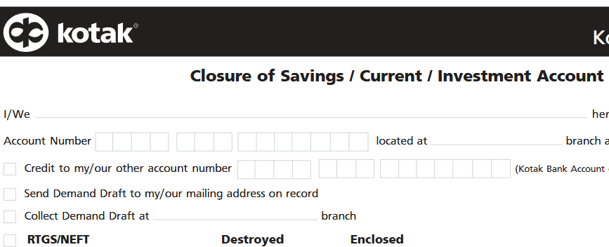 kotak mahindra bank account closure form