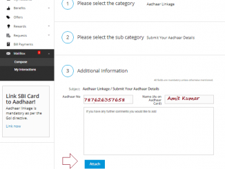 link aadhaar card to sbi credit card online