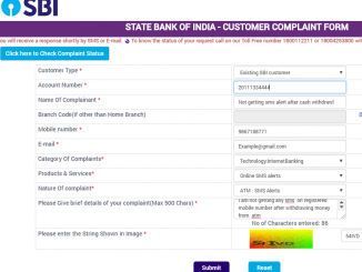 register complaint in sbi online