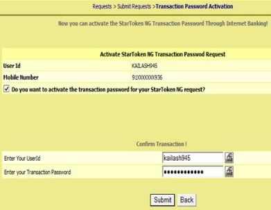 transaction password activation final step