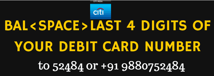 citibank balance enquiry by sms