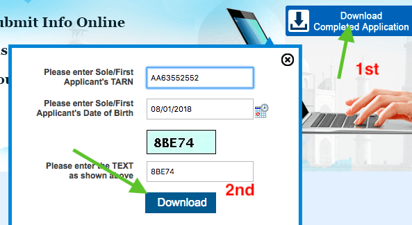 download completed application sbi