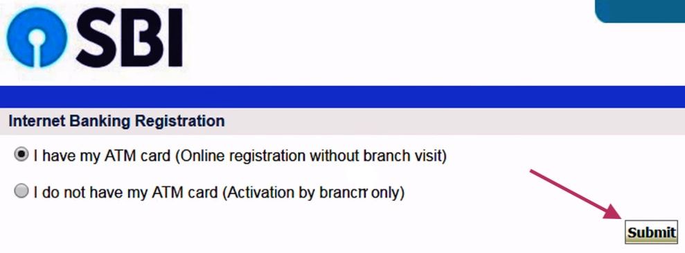 sbi net banking registration using atm