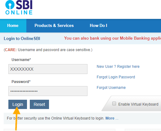 temporary login to sbi internet banking