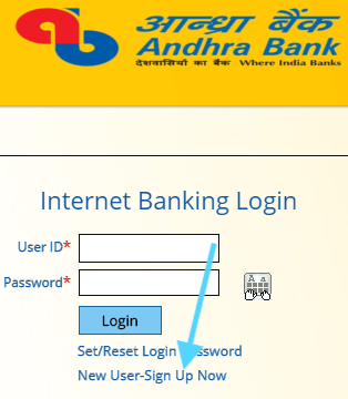 new user sign up Andhra net banking