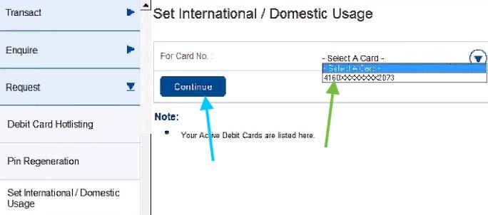 set international usage in hdfc debit card