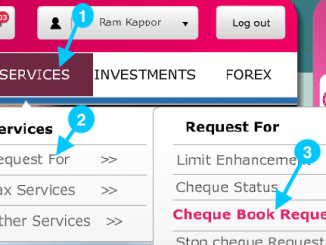 cheque book request in Axis Bank