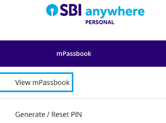 create pin sbi mpassbook