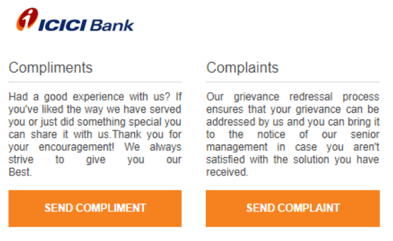 icici bank complaint form