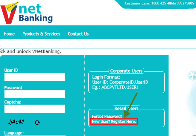 new user register Vijaya bank net banking