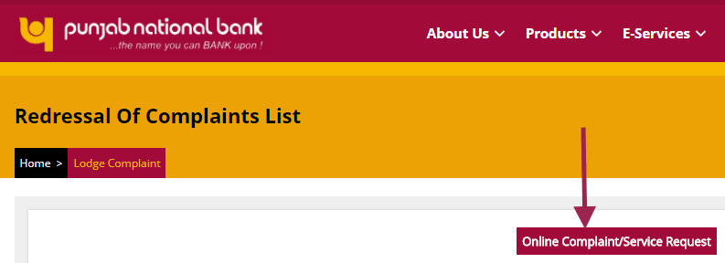 online complaint pnb