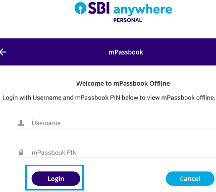 offline sbi mpassbook login