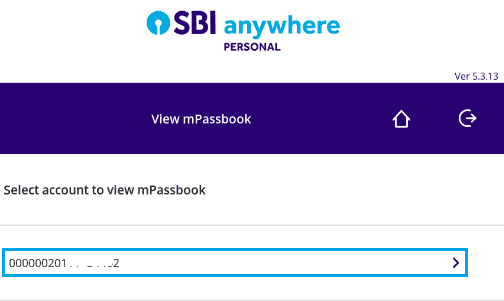 select account to view sbi mpassbook