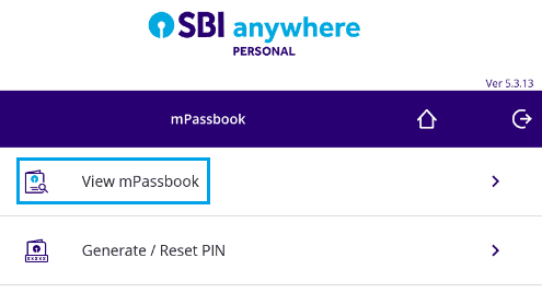 view mpassbook in sbi anywhere app