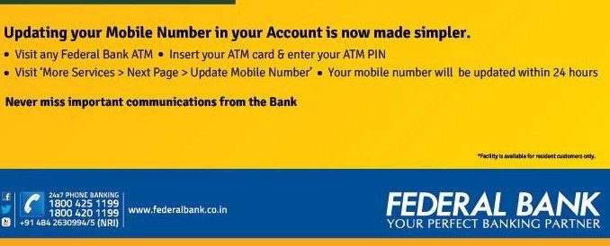 change mobile number in federal bank