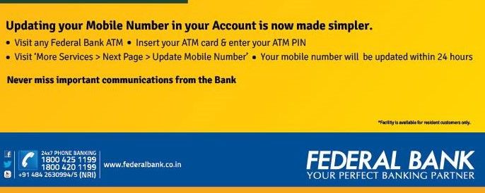 change mobile number in federal bank