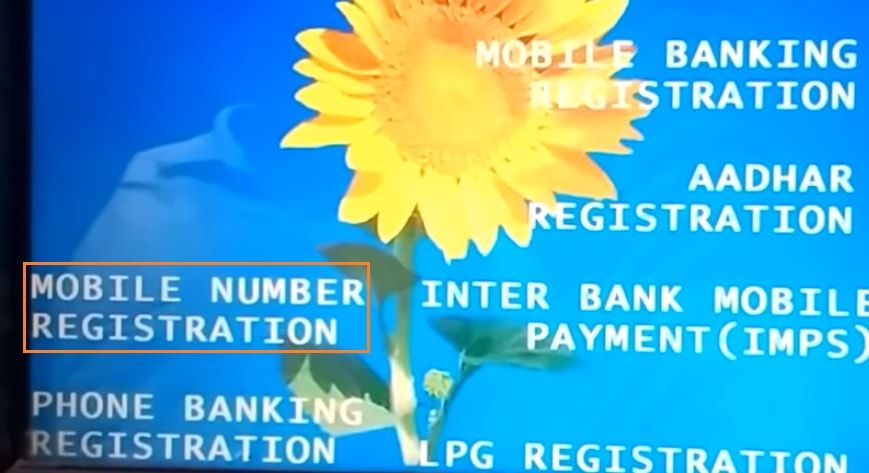 mobile number registration option in sbi ATM