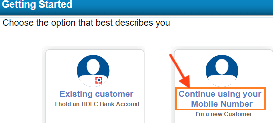Open hdfc account using your mobile number
