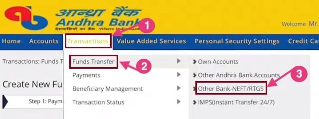 andhra bank fund transfer online