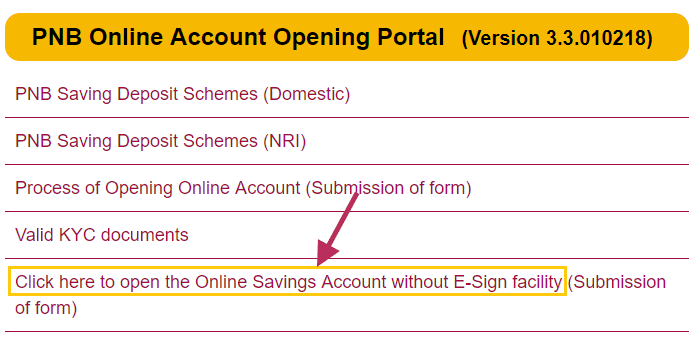 open online saving account pnb