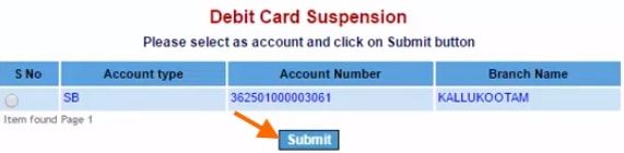 select account number for iob atm card suspension