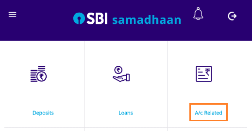 account related SBI Samadhaan App