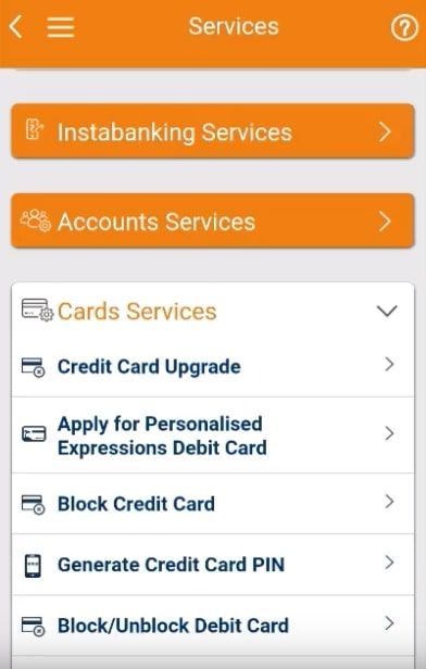 cards services icici bank 