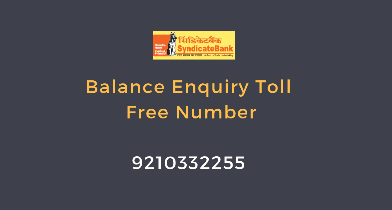 syndicate bank balance enquiry number