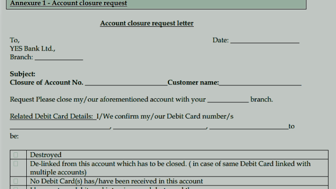 How to Close YES Bank Account Online yes bank account closure form