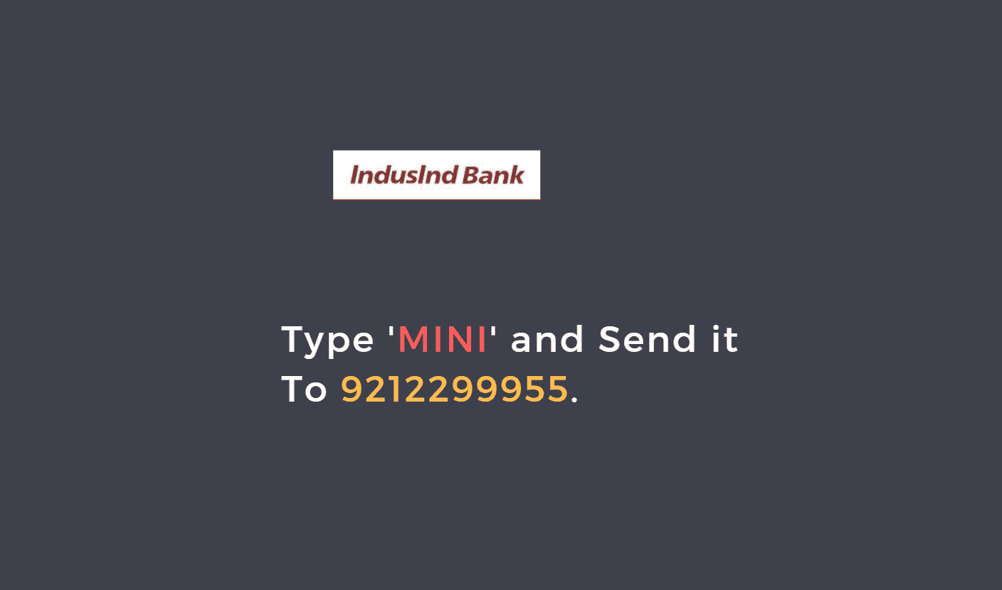 indusind bank mini statement number