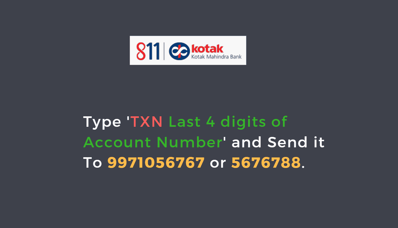 Kotak Mahindra Bank Mini Statement Toll Free Number