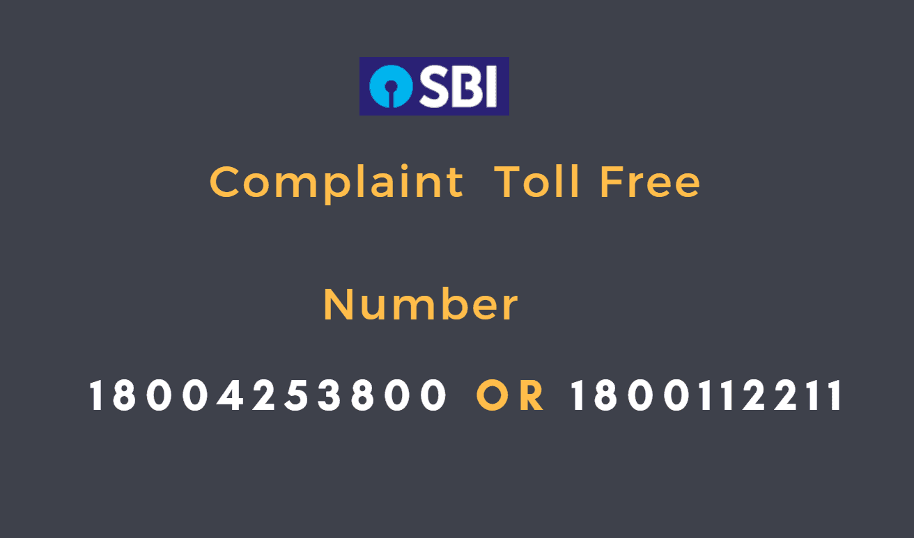 sbi complaint toll free number