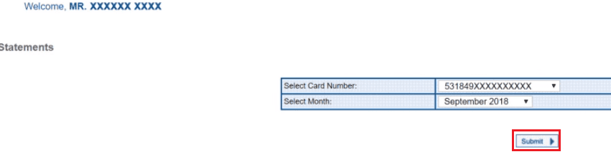 select month for statements yes bank credit card