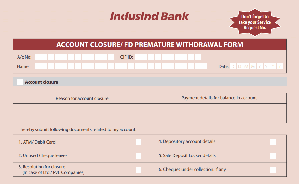 close indusind account