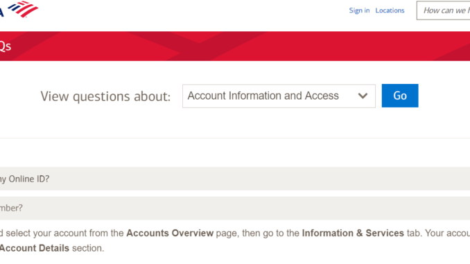 Find Bank Of America Account Number online