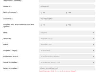 register complaint in bank of india online