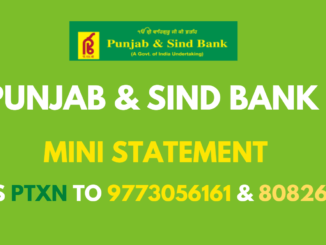 Punjab And Sind Bank Mini Statement Number