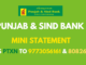 Punjab And Sind Bank Mini Statement Number