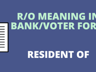 R/O Means in The Bank Voter Application Form