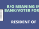 R/O Means in The Bank Voter Application Form
