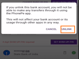 unlink bank account from phonepe