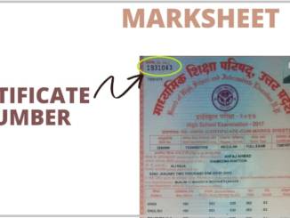 Certificate Number in Marksheet