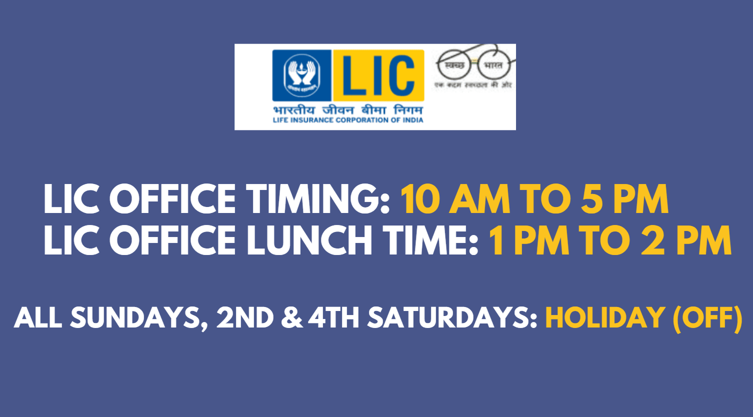 lic office timings