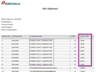 POSDEC CHG in ICICI Bank Statemen