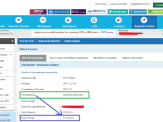 unt number status in sbi