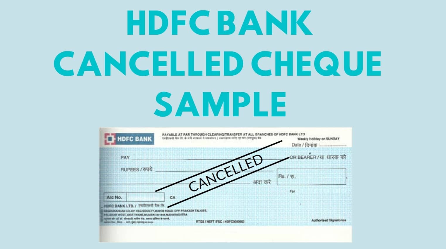 How to Write HDFC Cancelled Cheque?