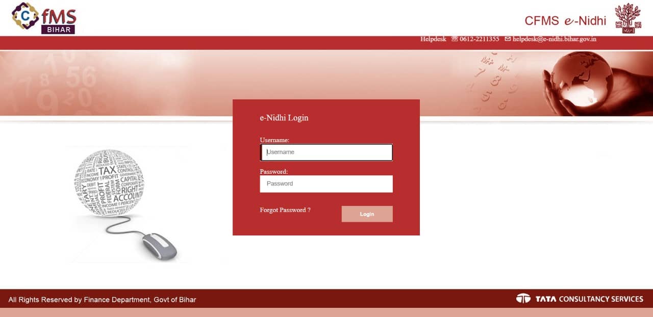 CFMS Bihar Login - Online CFMS e-Nidhi Portal 