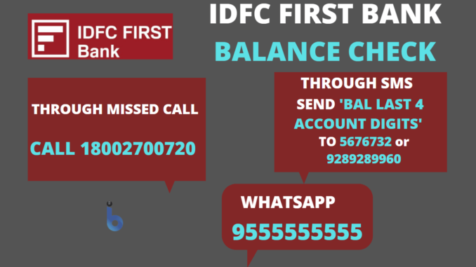 IDFC FIRST Bank Account Balance Check
