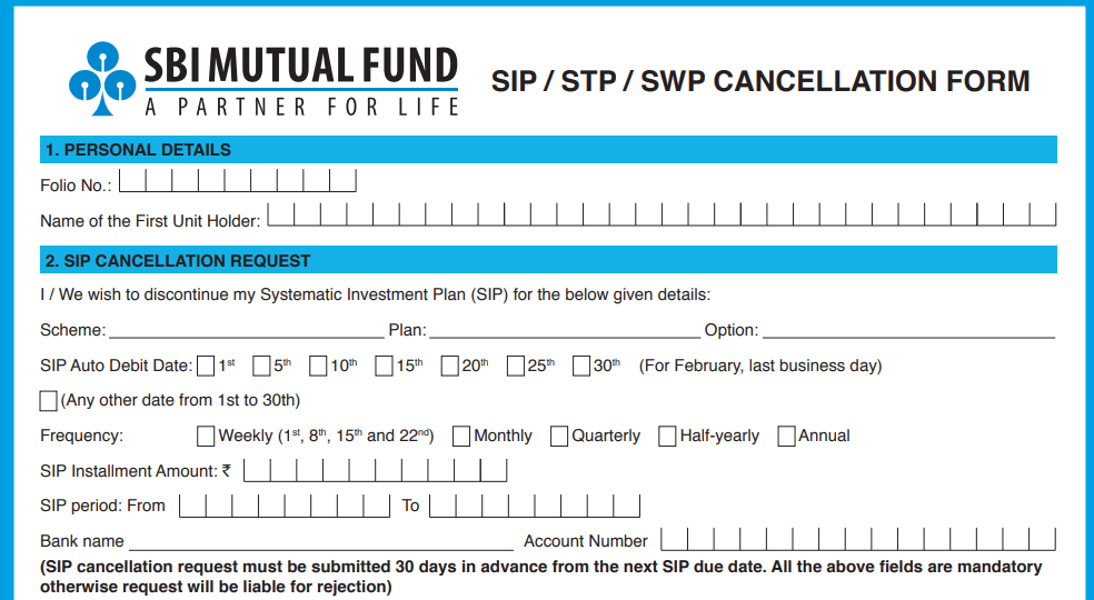 sbi sip cancellation online form pdf download